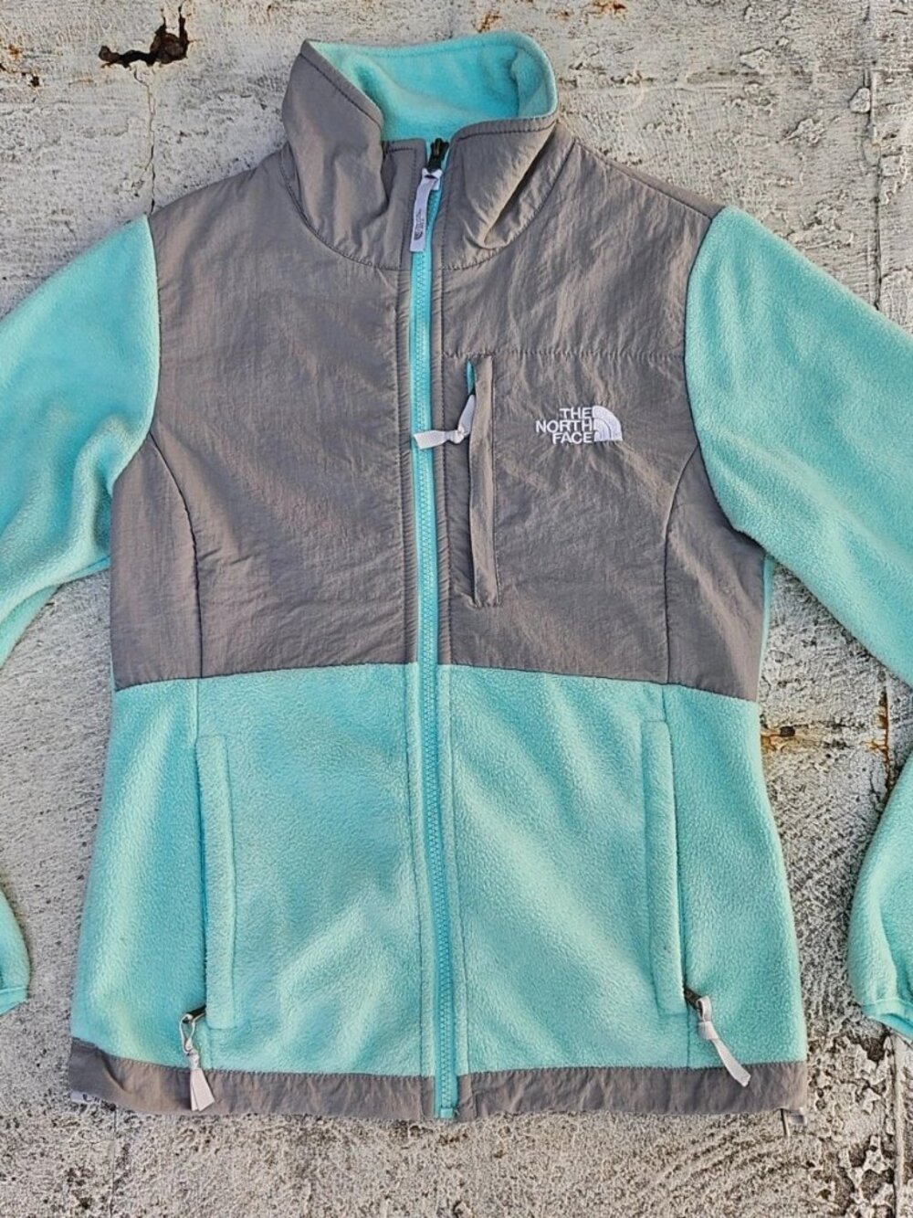 The North Face Women Jacket Coat Zip Up Light Turquoise/Gray Size XS